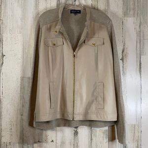 Jones NewYork Tan Faux Leather Sweater Jacket/Coat